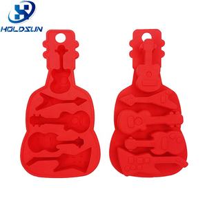 Moldes de Chocolate de <span class=keywords><strong>guitarra</strong></span> de silicona 3D para hacer velas, resistentes al calor, seguros para alimentos, decoración de pasteles, 5 celosías, estilo fresco - Product Image 1