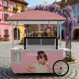 Chariot mobile de vente de crème glacée et de restauration rapide en métal, résistant à la rouille, pour la vente de rue en extérieur - Product Image 4