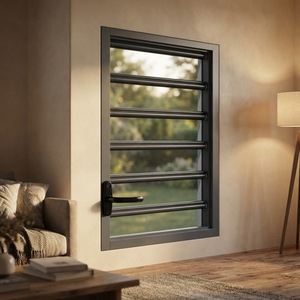 Fenêtre à persiennes en verre avec cadre en aluminium moderne, ventilation réglable, pour appartement et hôtel - Product Image 3