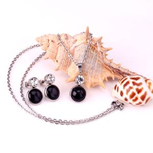 Ensemble de bijoux tendance en acier inoxydable, boucles d'oreilles et collier, émail coloré, pour femmes, cadeaux de fête - Product Image 5