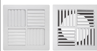 Plafond HVAC, Plafond carré en plastique ABS, Diffuseur de ventilation à 4 canaux, Grilles de sortie multidirectionnelles