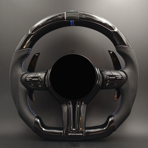 Con LED M Stripe in pelle pianoforte volante nero per <span class=keywords><strong>BMW</strong></span> F10 F20 F30 <span class=keywords><strong>F45</strong></span> F46 F48 X5 F15 X6 F16 M3 F80 M4 F82 M2 F87 M5 F90 - Product Image 1