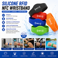 Wasserdichtes Silikon-RFID-NTAG213-Armband für Hotelschlösser, Großhandel, 13,56 MHz NFC-Armband, unterstützt Logo-Anpassung und Chip-Kodierung