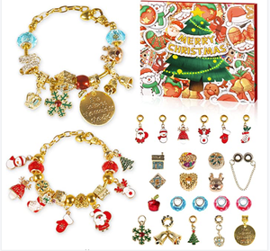 24 Uds caja ciega DIY chica joyería de moda de acero inoxidable ajustable Navidad dijes colgantes pulsera esmaltada - Product Image 2