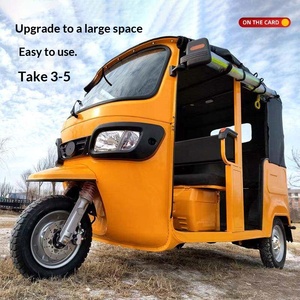 Electric Open Body Passenger Tricycle <strong>Tuk</strong> <strong>Tuk</strong> with Yellow Sunshade Canopy <strong>Battery</strong>-<strong>Powered</strong> 12V 1 Person for Export <200W 30km/h - Product Image 2