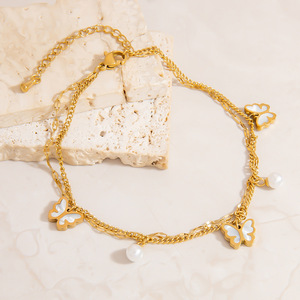 Stainless Steel <b>Anklet</b> With Pearl And Butterfly Pendant 18K <b>Gold</b> Plated Foot Ornament Summer 2025 Gift Jewelry - Product Image 4