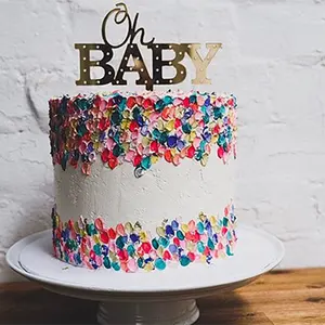 Décoration de gâteau à thème Oh baby, ornement acrylique pour gâteau, fête prénatale et anniversaire