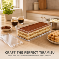 Boîte à tiramisu en acrylique avec couvercle et séparateur, récipient rectangulaire réutilisable pour desserts, fournitures de décoration de gâteaux, outils de cuisine
