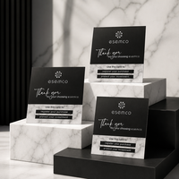 Carte de remerciement noire personnalisée avec bande marbrée et texte d'enregistrement pour carte de garantie de produit – Vente en gros