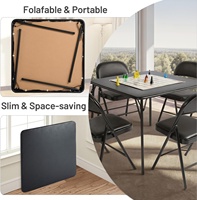Table à cartes portable multifonctionnelle légère avec cadre en métal noir de 33,9 pouces, plateau en PVC, étagère empilable