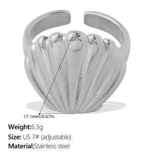 Anillo Abierto Irregular de Acero de Titanio con Acabado Brillante para Mujer, Joyería de Moda Ajustable de Lujo que Combina con Todo - Product Image 4