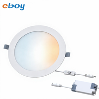Plafonnier encastré LED 12W 6 pouces CB à 3 niveaux de température de couleur avec interrupteur DIP, éclairage de plafond en aluminium 3CCT avec driver isolé, spots pour intérieur