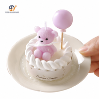 Bougie personnalisée en forme d'ours macaron, faite à la main, dans quatre couleurs pastel, pour les cadeaux d'anniversaire et de baby shower