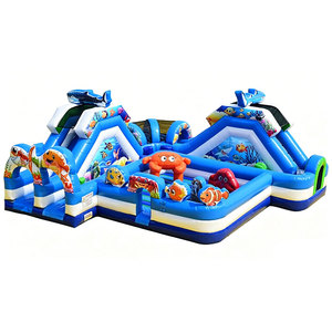 Structure gonflable aquatique avec toboggan sur le thème des animaux marins pour enfants, aventure dans le <span class=keywords><strong>monde</strong></span> océanique - Product Image 1