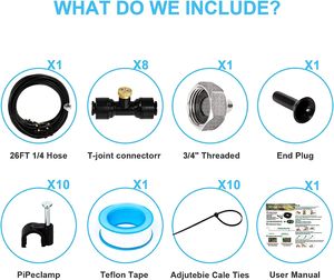 26ft (8 M) dòng sương mù làm mát Kit cho sân vườn ngoài trời sân sau nước ngoài trời phun sương Hệ thống làm mát - Product Image 5