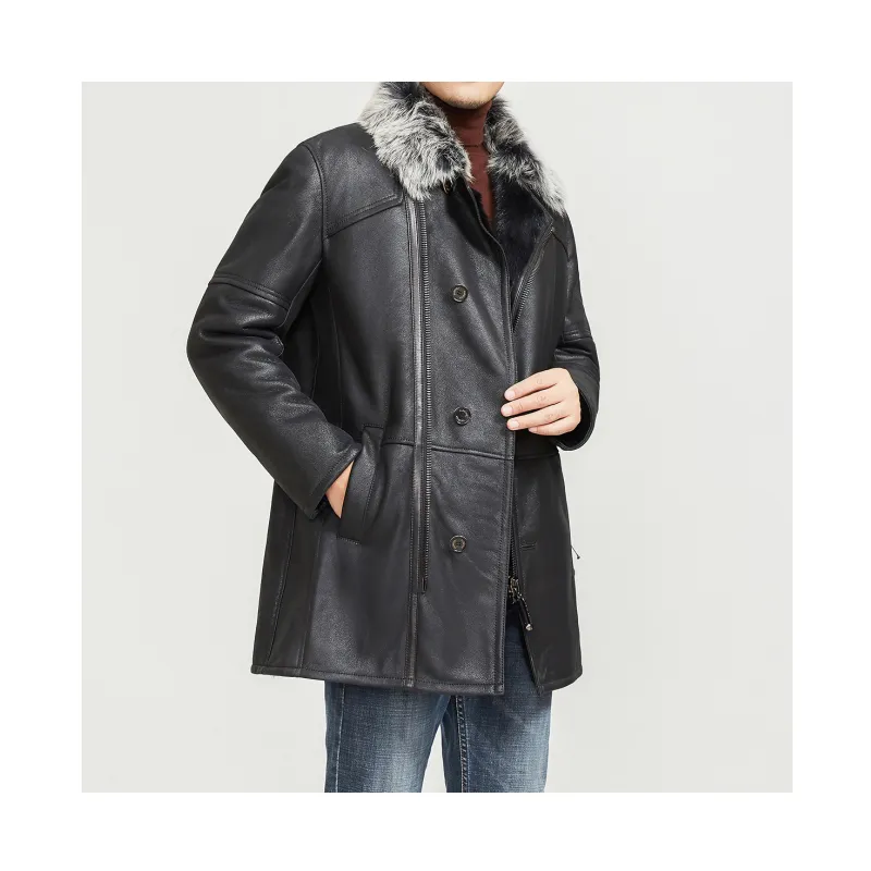 winter fox fur men jacket Natural fur and leather fur coat can custom plus size for gentleman leather coat Sober man's jacket