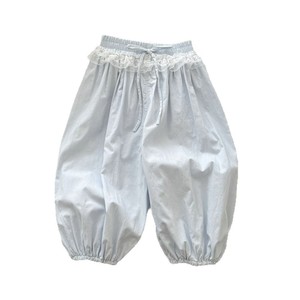 Tongxingyuan Girls' Cotton Lace Trim Jogger Pants Solid Color Summer Casual Pants For Kids - Product Image 5