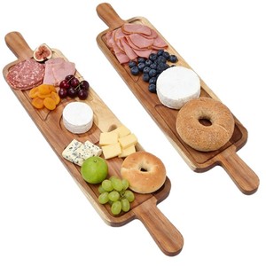 Tabla de Madera de Acacia para Servir Filetes, Rectangular, con Asa Ergonómica, Bandeja para Servir en Fiestas - Product Image 3