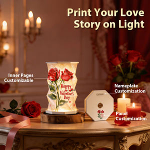 도매 독특한 접이식 디자인 럭셔리 테이블 램프 LED 나이트 라이트 발렌타인데이 기업 선물 세트 - Product Image 1