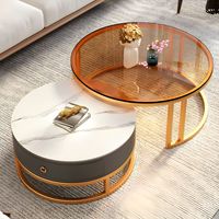 Table basse en dalle de roche, salon, simple, moderne, petite taille, luxe léger, nouvelle table à thé ronde en verre