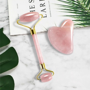 Ensemble de rouleaux Gua Sha pour le visage, rouleau Anti-âge, en Jade <span class=keywords><strong>Rose</strong></span> naturel et Quartz - Product Image 4