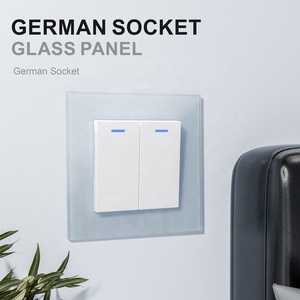 Châu Âu điện Glass Bảng điều chỉnh tường chuyển đổi với LED chỉ số 250V 10A 1 Gang 1 cách 2 cách chuyển đổi ánh sáng - Product Image 2