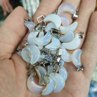 Kalung Liontin Mini Bulan Batu Kristal Alami untuk Pembuatan Perhiasan DIY, Batu Permata Penyembuh, Aksesoris Fashion Wanita