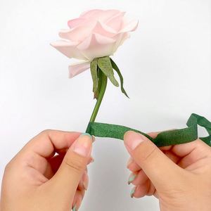 Décoration de mariage directe d'usine à la main bricolage emballage fleur ruban vert faisant des matériaux - Product Image 5