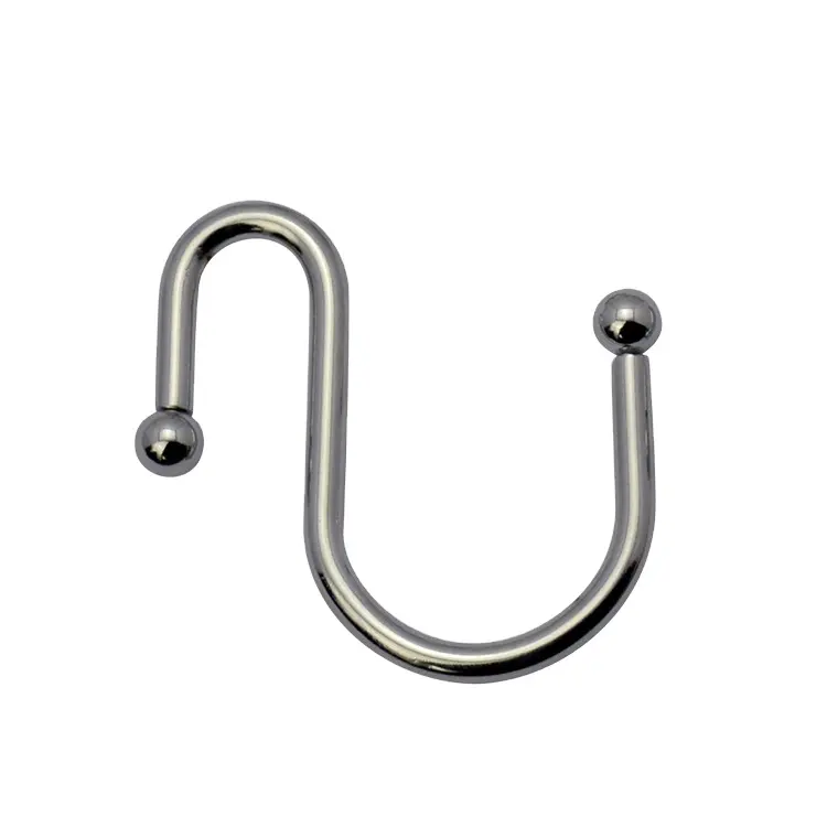 Metal roller shower curtain S shape hook with end ball