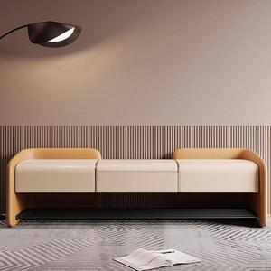 Banc à chaussures moderne avec rangement pour entrée, chambre, salon, blanc cassé, orange, gris clair, gris foncé, durable - Product Image 2