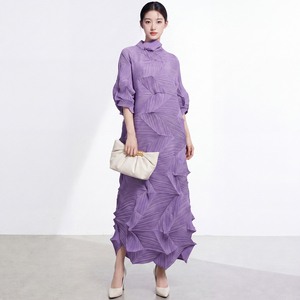 Women's French Retro Solid 100% Polyester Midi Woven <b>Plus</b> <b>Size</b> <b>Dress</b> Vintage Romantic Hem Flounce Summer Autumn Spring Party - Product Image 3