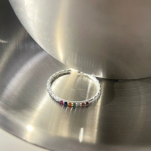 LT-249 S925 Women's 2025 New Style Fine <strong>Ring</strong> Rainbow Sparkling Zircon <strong>Set</strong> in Lava Irregular <strong>Sterling</strong> <strong>Silver</strong> Tail <strong>Ring</strong> - Product Image 2