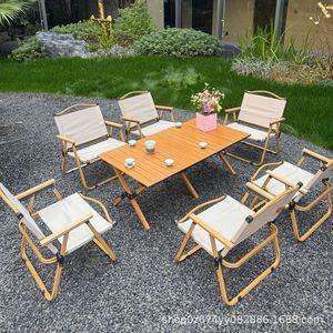 Outdoor <b>Folding</b> Chair Aluminum Alloy Beech Wood Oxford Cloth Portable Camping Picnic Fishing Chair 58cm Independent Brands - Product Image 1