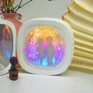 2025 Diy 3D Paper Cut Light Box Plastic Round Photo Frame Art Home Decor Promotional <strong>Gift</strong> <strong>Items</strong> for Handcraft Product - Product Image 6