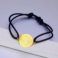 Bracelet Catholique Acier Inoxydable Plaqué Or 18K Bijoux St. benoît Vierge Marie Guadalupe Bracelet Réglable