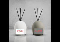 Famille de parfums en céramique exclusive C & H avec diffuseur de bougies Plateau en céramique Logo personnalisé Ensemble en céramique noir et blanc