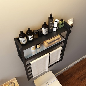 Porte-serviettes électrothermique en acier inoxydable avec étagère, porte-serviettes <span class=keywords><strong>mural</strong></span> Smart Home chauffe-serviettes électrique - Product Image 6