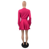 Ensemble de survêtement 2 pièces pour femme : Sweat-shirt court à manches longues et mini-jupe plissée taille haute – Tenue décontractée et sportive pour femme (vente en gros)