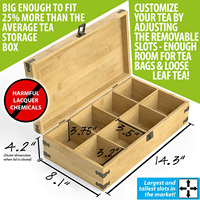Boîte de Rangement en Bambou Écologique pour Sachets de Thé, Organisatrice avec Couvercle