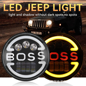 Boss 7-Inch Round <b>Led</b> <b>Headlight</b> With White And Yellow Halo For Jeep Wrangler Motorcycle Ip67 - Product Image 2
