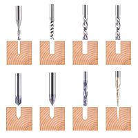 SpeTool Juego de 8 fresas de carburo para router CNC, vástago de 1/4 de pulgada, OEM/ODM, HRC65, para tallado de detalles en madera, recorte y grabado de ranuras en V