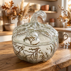Portavelas de Vidrio con Diseño de Calabaza, Recipiente Transparente para Velas Aromáticas con Tapa, Decorativo para el Hogar - Product Image 3