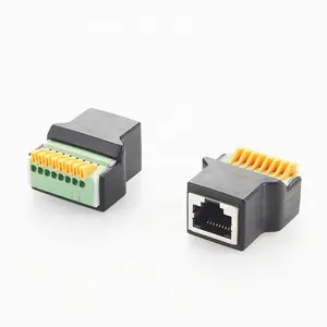 محول RJ45 أنثى محطة كتلة مع زر الضغط 8 دبوس