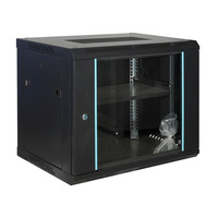 Armoire de serveur réseau murale 9U 19 pouces, porte en verre trempé noir, profondeur 450 mm