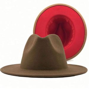 Sombreros Fedora de Fieltro de Lana con Base Roja, Sombrero Fedora de Dos Tonos para Invierno, para Mujer - Product Image 6