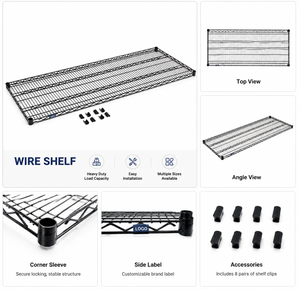 Commercial Black Epoxy <b>Wire</b> Shelving 60"Wx24"D Heavy Duty Metal Storage Rack for Warehouse Custom Sizes Available - Product Image 5