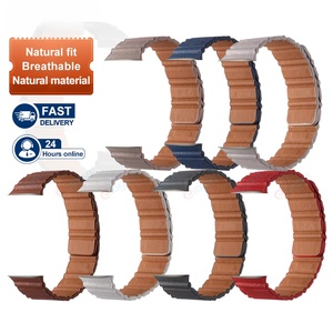 Huanlong สายหนังวินเทจสำหรับ Apple Watch, 42/44/45/49มม. สายรัดแม่เหล็ก I Watch 7 8 9 10 ULTRA 2 Watch BAND - Product Image 1