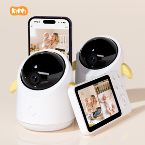 جهاز مراقبة الأطفال بكاميرا مزدوجة لمراقبة طفلين في نفس الوقت، شاشة مراقبة متنقلة للأطفال مع ضوء نوم RGB، تذكير بالموسيقى الهادئة وتذكير بالرضاعة - Product Image 1