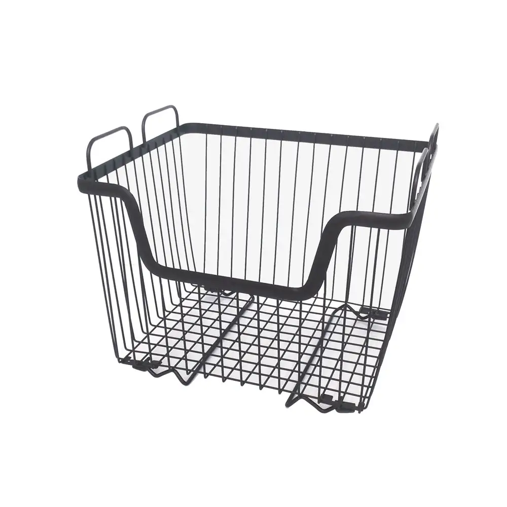 Desain Baru Stainless Steel Wire Mesh Dapur Hanger Storage Basket Desktop Storage Basket Anyaman Storage Basket