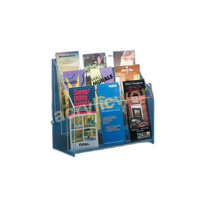 Özelleştirilmiş akrilik dergisi sergileme üniteleri/DL boyutu broşür vitrin rafı/DL boyutu el ilanı ekran standı